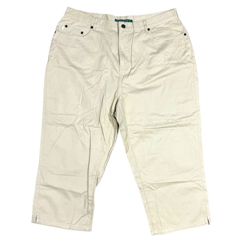 Lauren Ralph Lauren Beige Capri Pants Tan Cropped Chino Bottoms Woman's Size 14